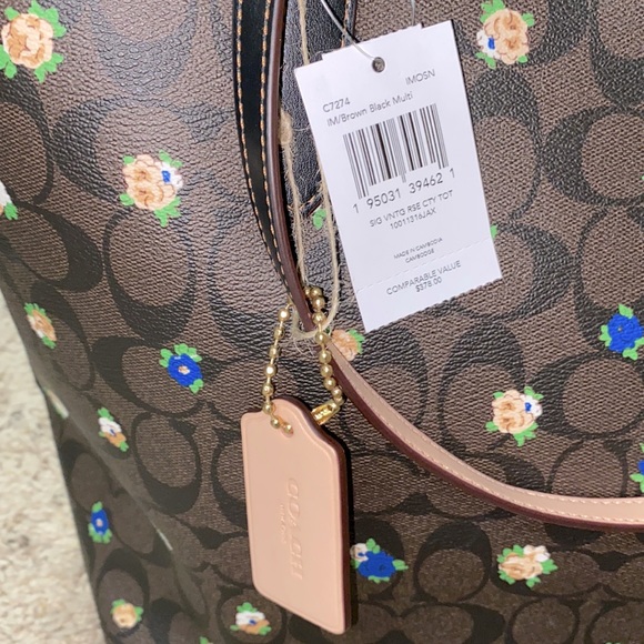 NWT Coach signature vintage rose city tote bag - Picture 3 of 4